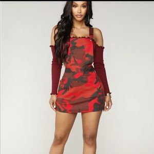 Red Camo Overall Dress